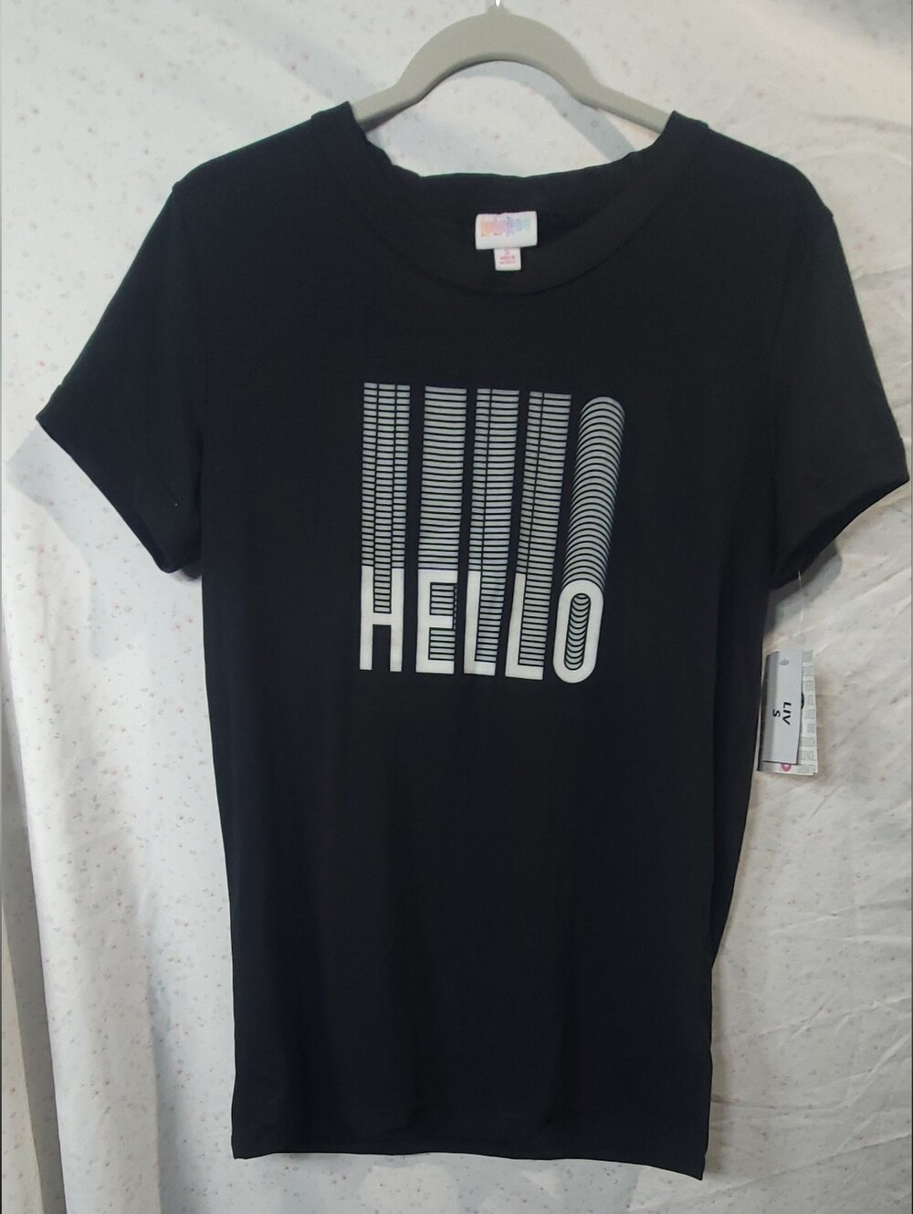 LuLaRoe Black 'HELLO' Graphic Tee